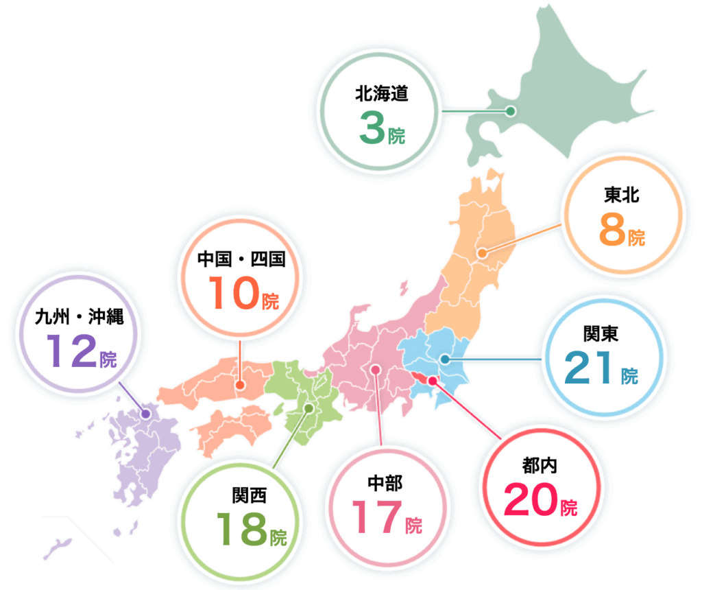 TCBは全国に100院以上ある大手美容クリニック