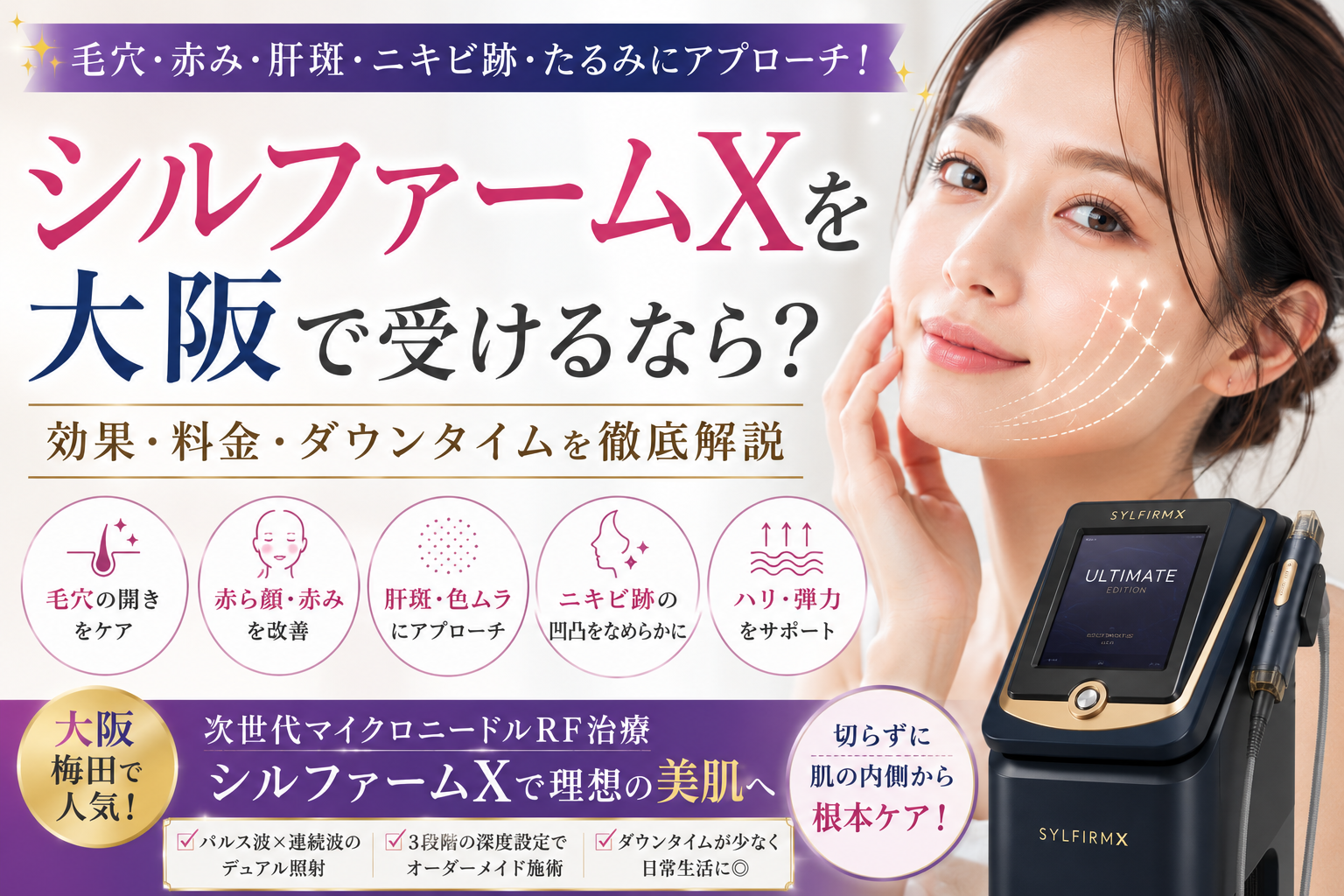 シルファームXを大阪で受けるなら？毛穴・赤ら顔・肝斑への効果やダウンタイムを徹底解説