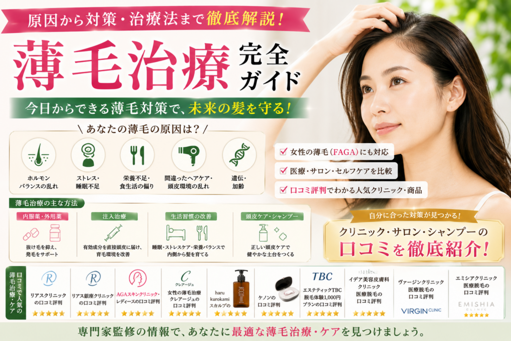 薄毛治療完全ガイド｜女性の薄毛・FAGA・抜け毛の原因とクリニック治療・セルフケアを徹底解説